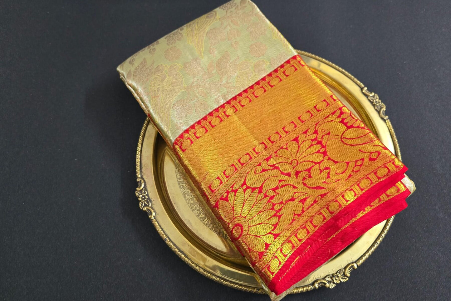 Mild Green Kanjivaram Silk Saree by Tharakaram PSTK04051