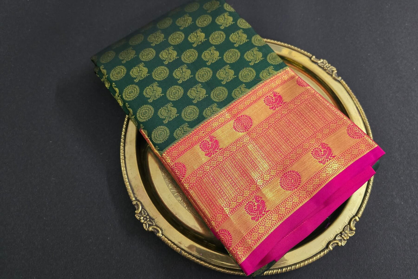 Deep Green Kanjivaram Silk Saree by Tharakaram PSTK04060