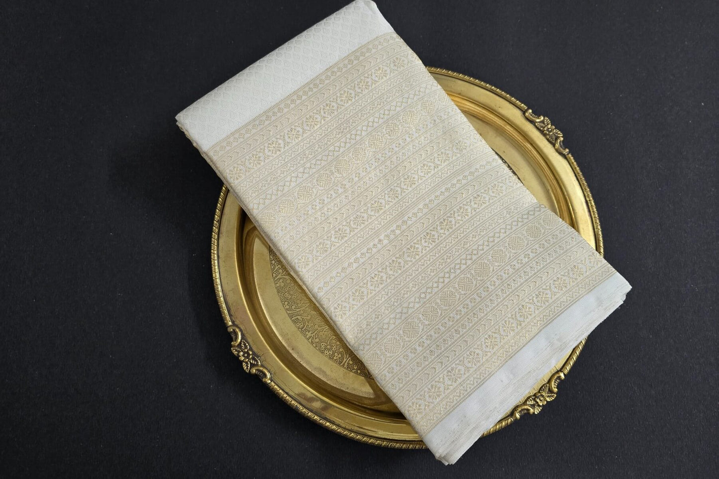 White Brocade Kanjivaram Silk Saree by Tharakaram PSTK04063