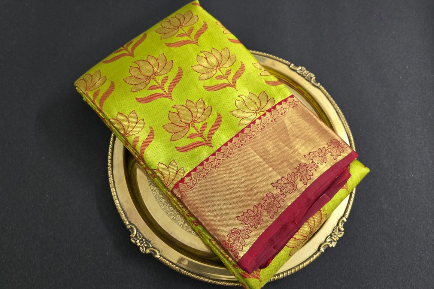 Bright Green Kanjivaram Silk Saree by Tharakaram PSTK04064