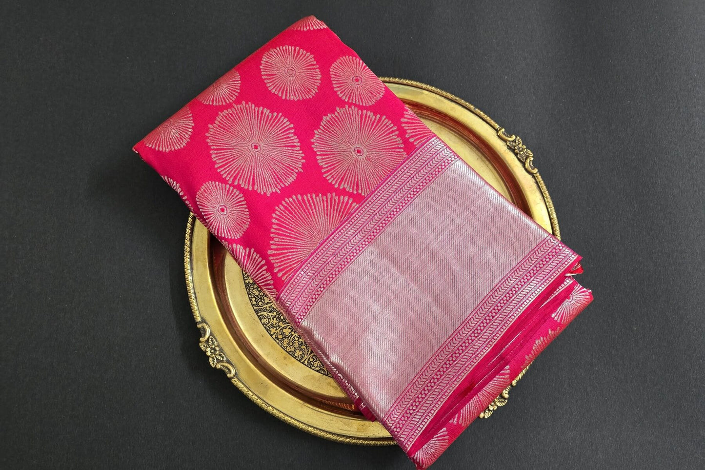 Deep Pink Kanjivaram Silk Saree by Tharakaram PSTK04091