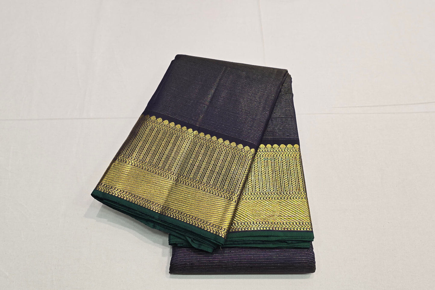 Navy Blue Vaira Oosi Kanjivaram Silk Saree by Shreenivas Silks PSSR015839 - Parisera