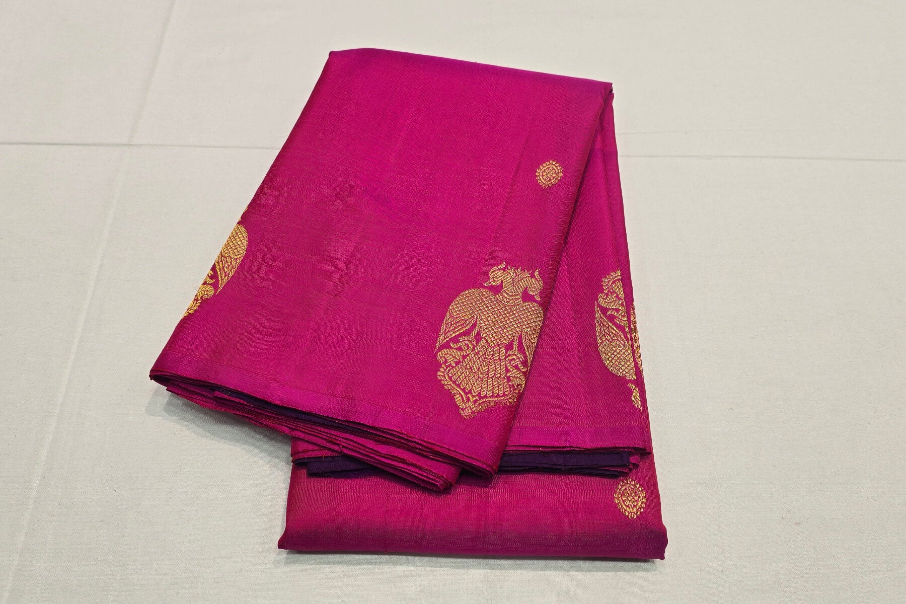 Dark Pink Borderless Kanjivaram Silk Saree by Shreenivas Silks PSSR015850 - Parisera