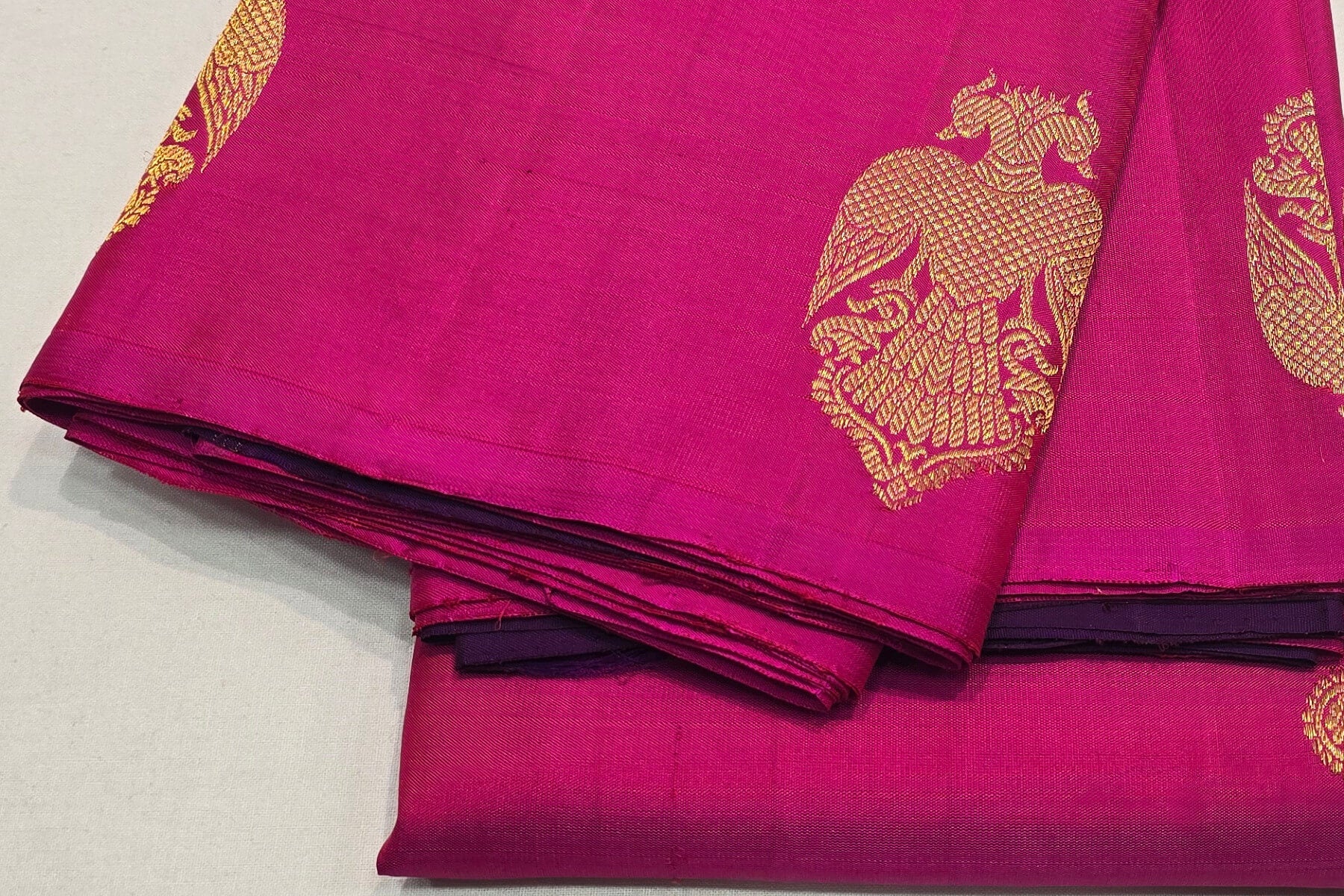 Dark Pink Borderless Kanjivaram Silk Saree by Shreenivas Silks PSSR015850 - Parisera
