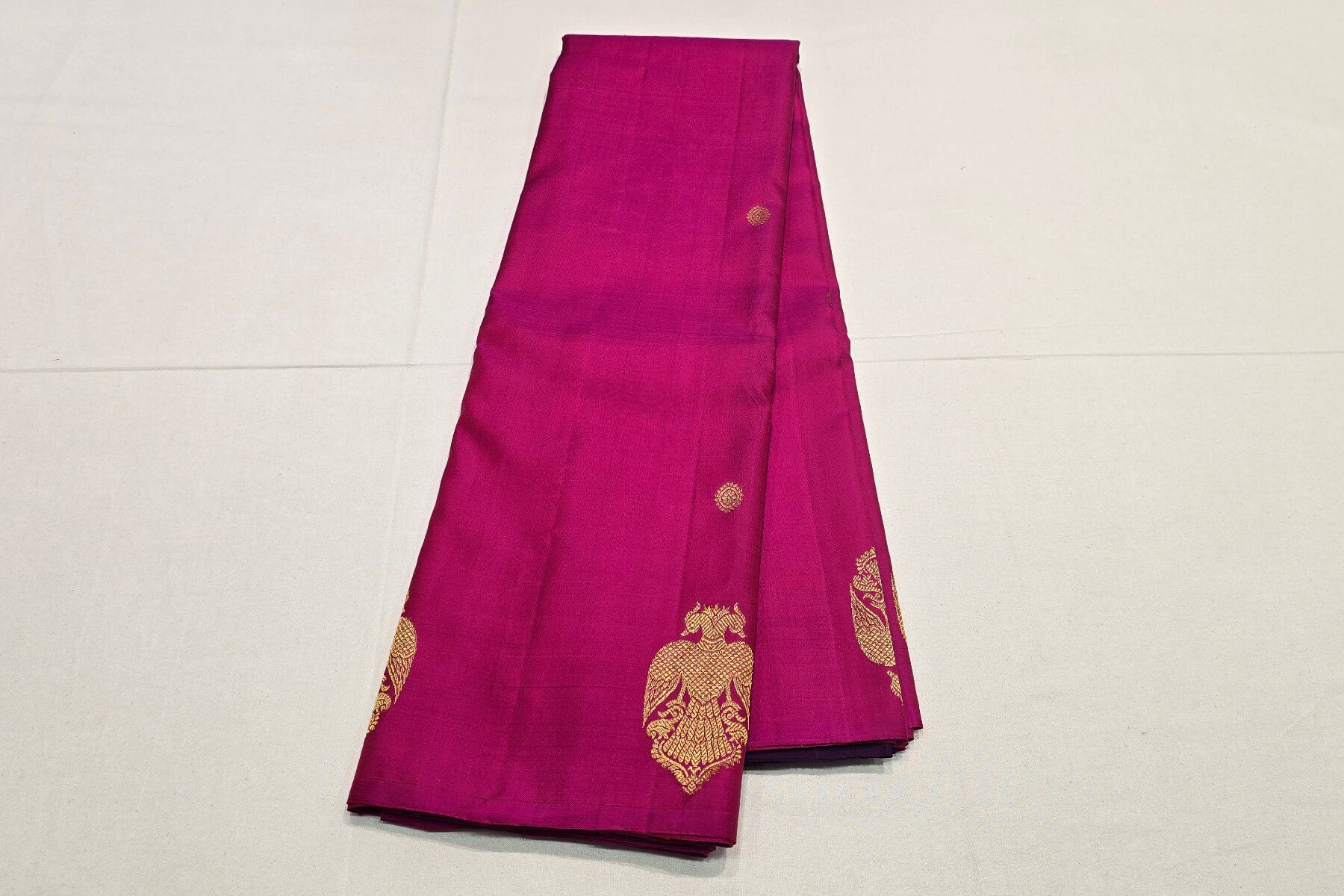Dark Pink Borderless Kanjivaram Silk Saree by Shreenivas Silks PSSR015850 - Parisera