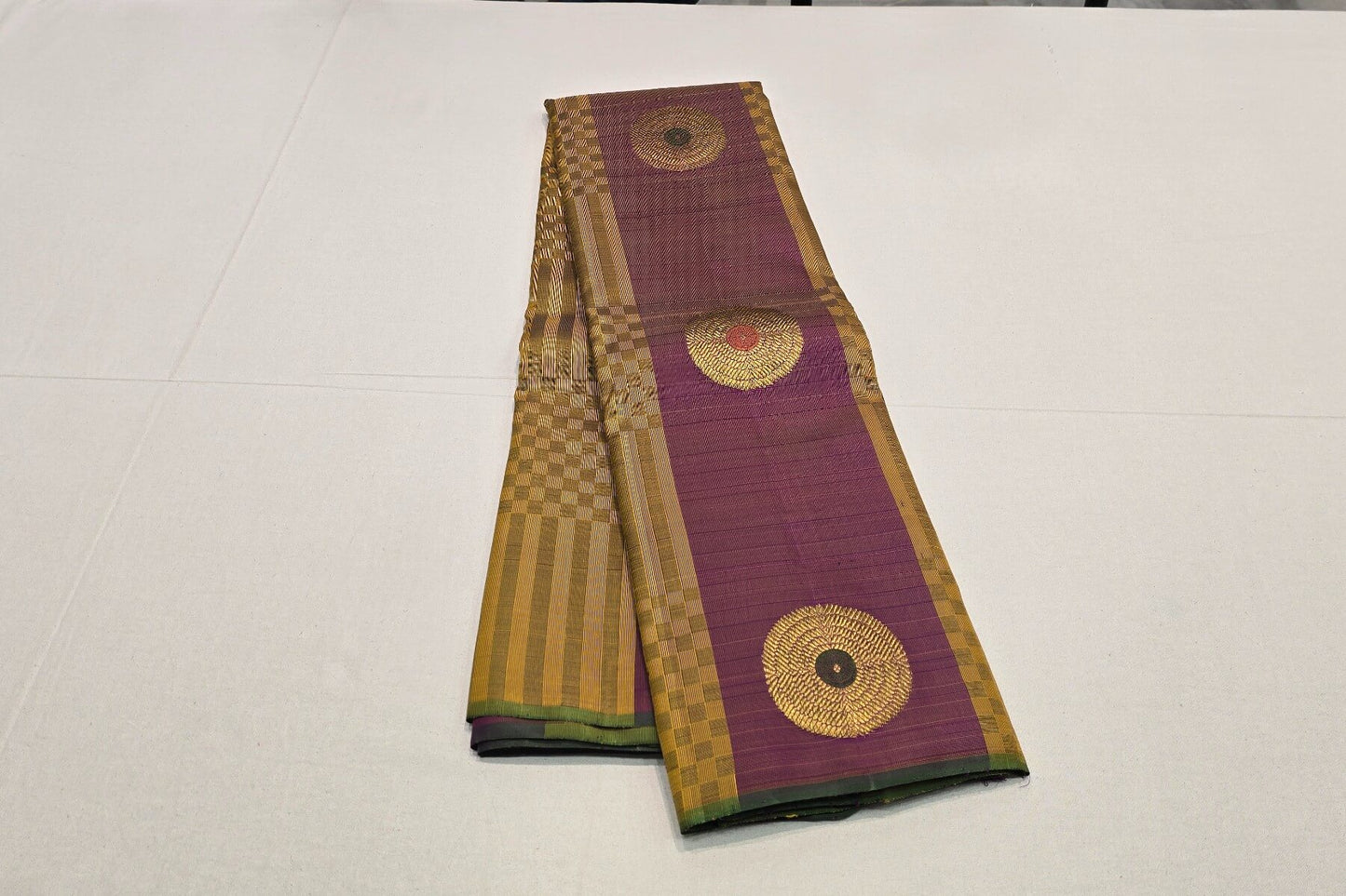 Pure Kanjivaram silk saree for South Indian wedding, with motifs
