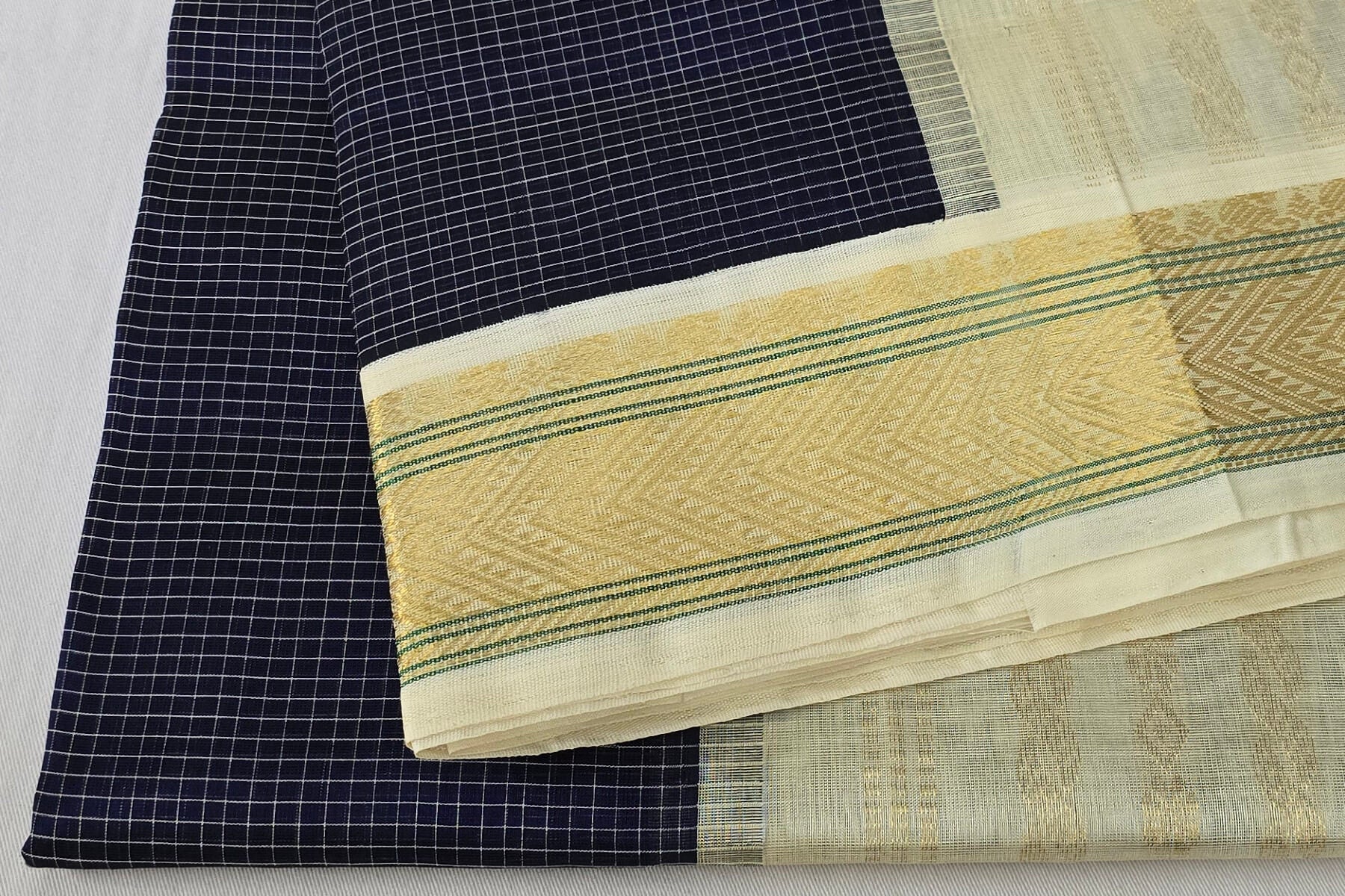 Online navy blue silk cotton saree
