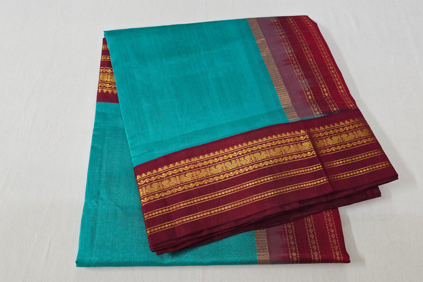 Rama green silk cotton saree