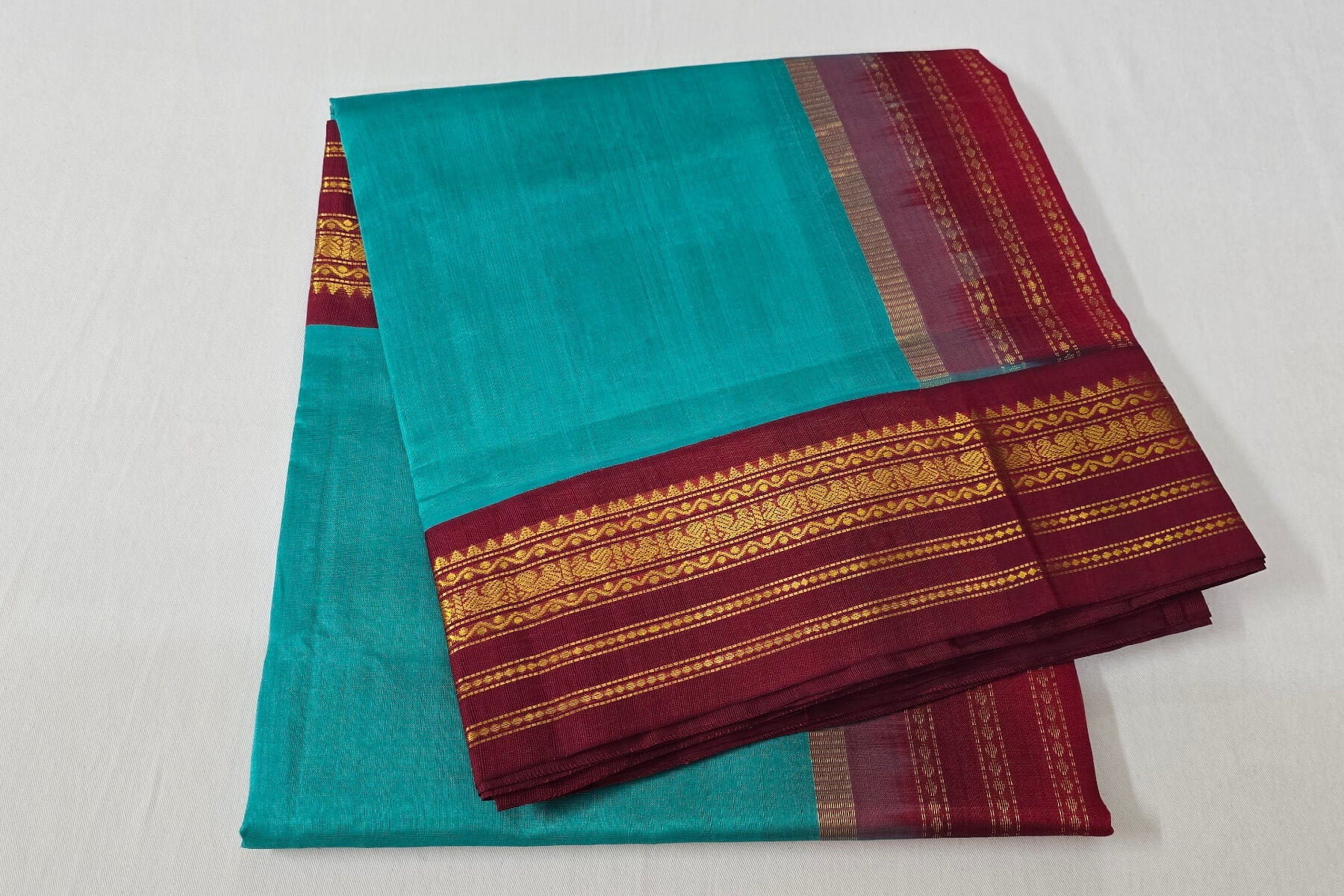 Rama green silk cotton saree