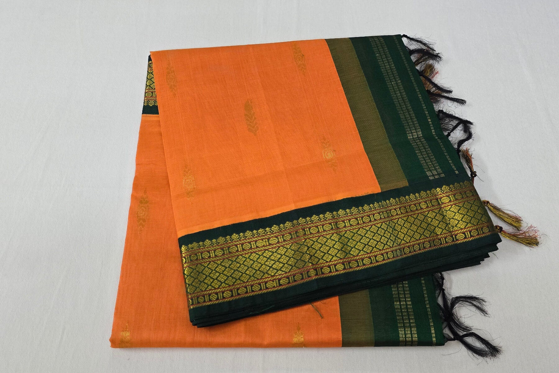 Orange silk cotton saree
