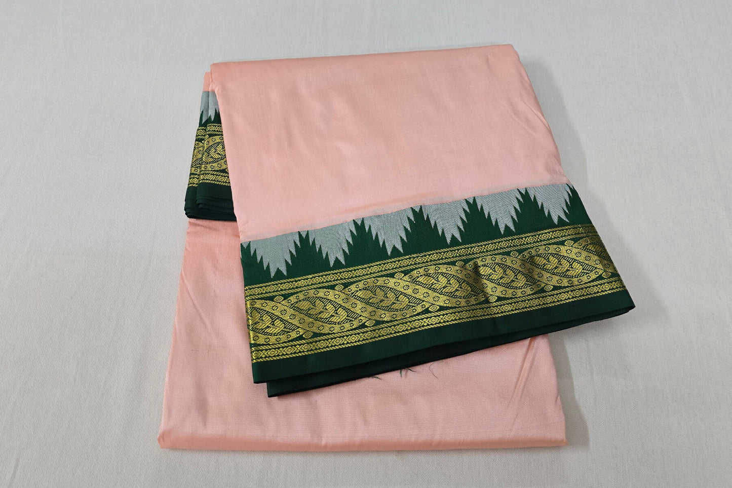 Light peach 10 yards madisar silk saree