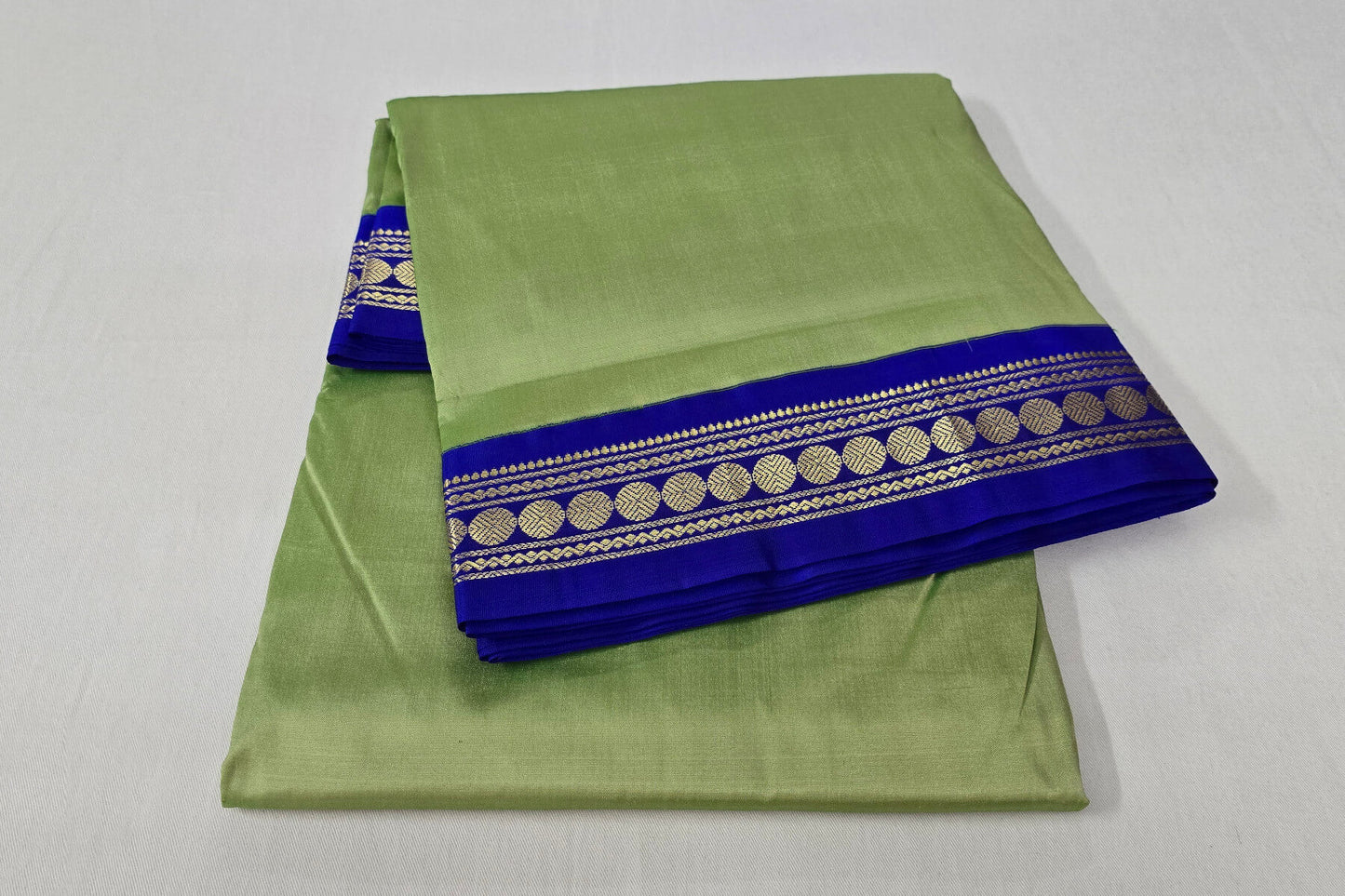 Pista green 10 yards madisar silk saree