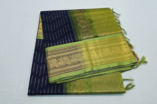 Navy blue silk cotton saree