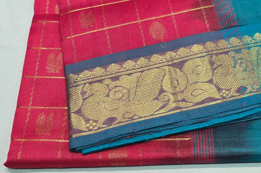Checked silk cotton saree