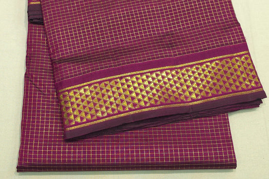 Checked ten yards madisar silk saree