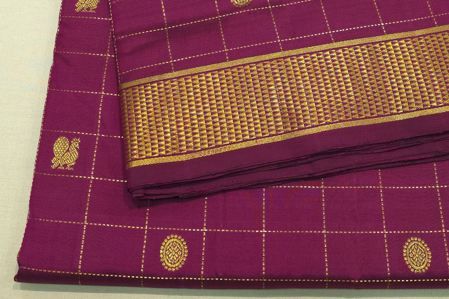 Checked ten yards madisar silk saree