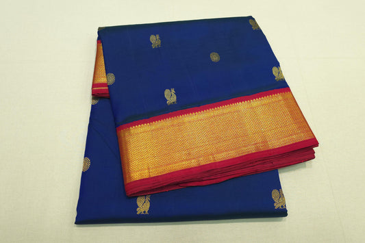 Peacock blue ten yards madisar silk saree