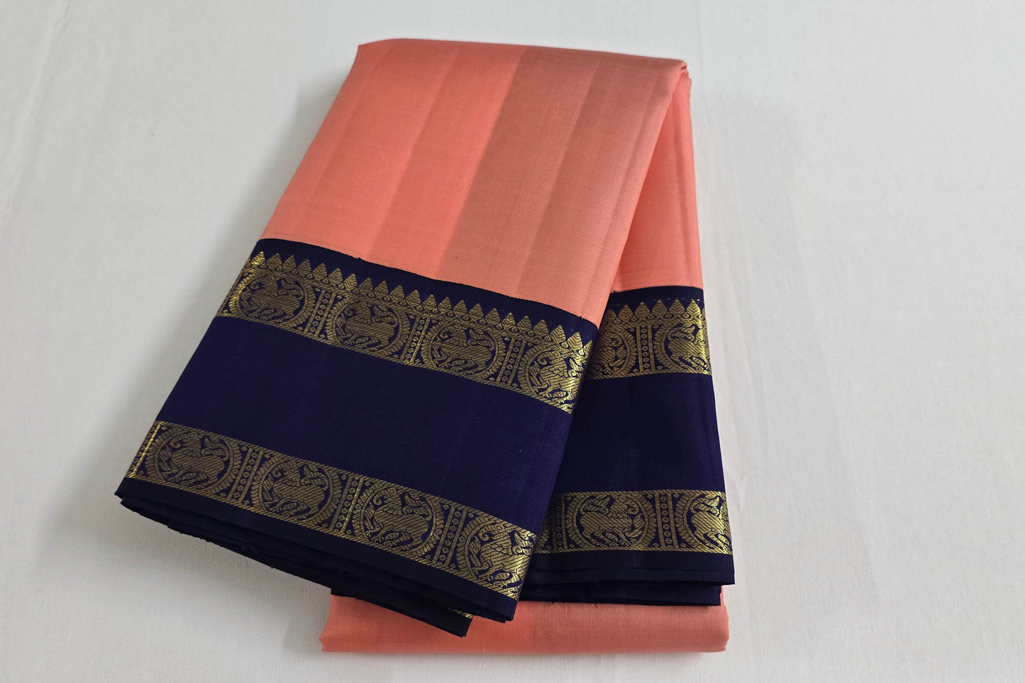 Peach pink kanchipuram silk saree