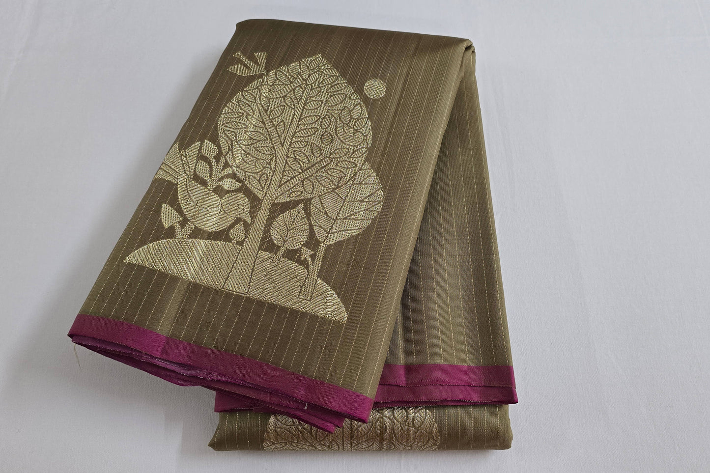 Wheat color kanchipuram silk saree