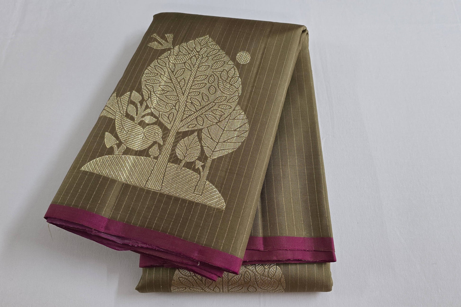 Wheat color kanchipuram silk saree