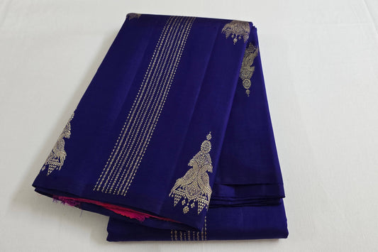 Navy blue kanchipuram silk saree
