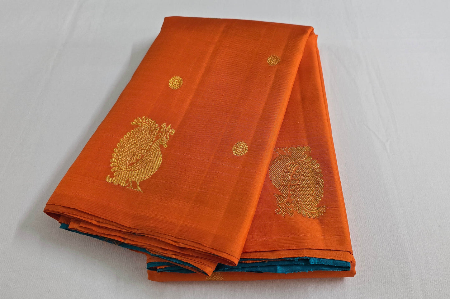 Orange kanchipuram silk saree
