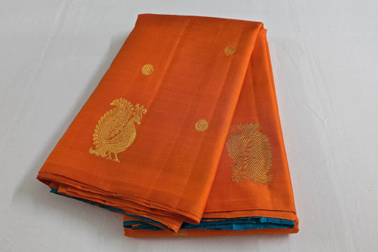 Orange kanchipuram silk saree