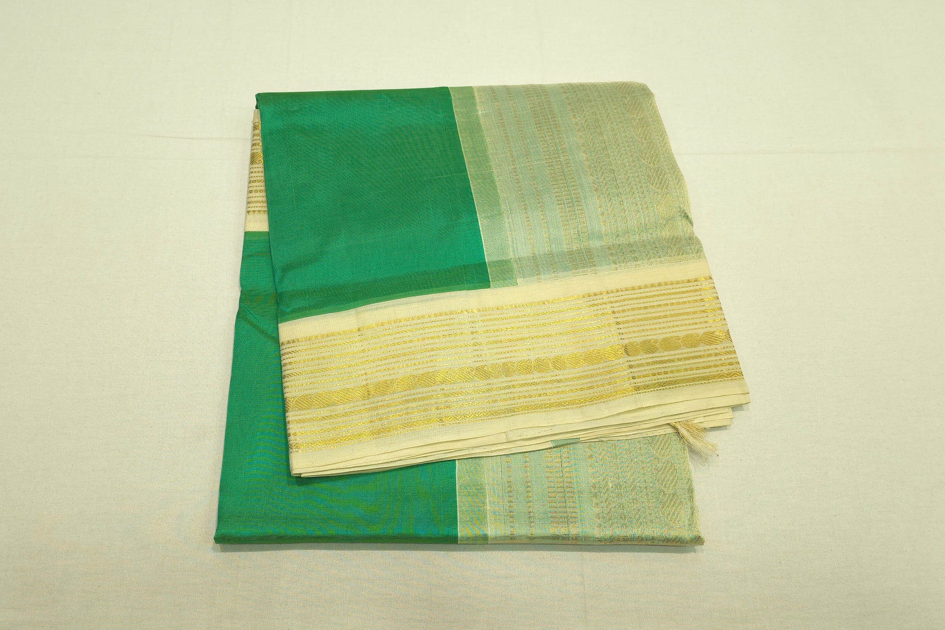 Rexona green silk cotton saree