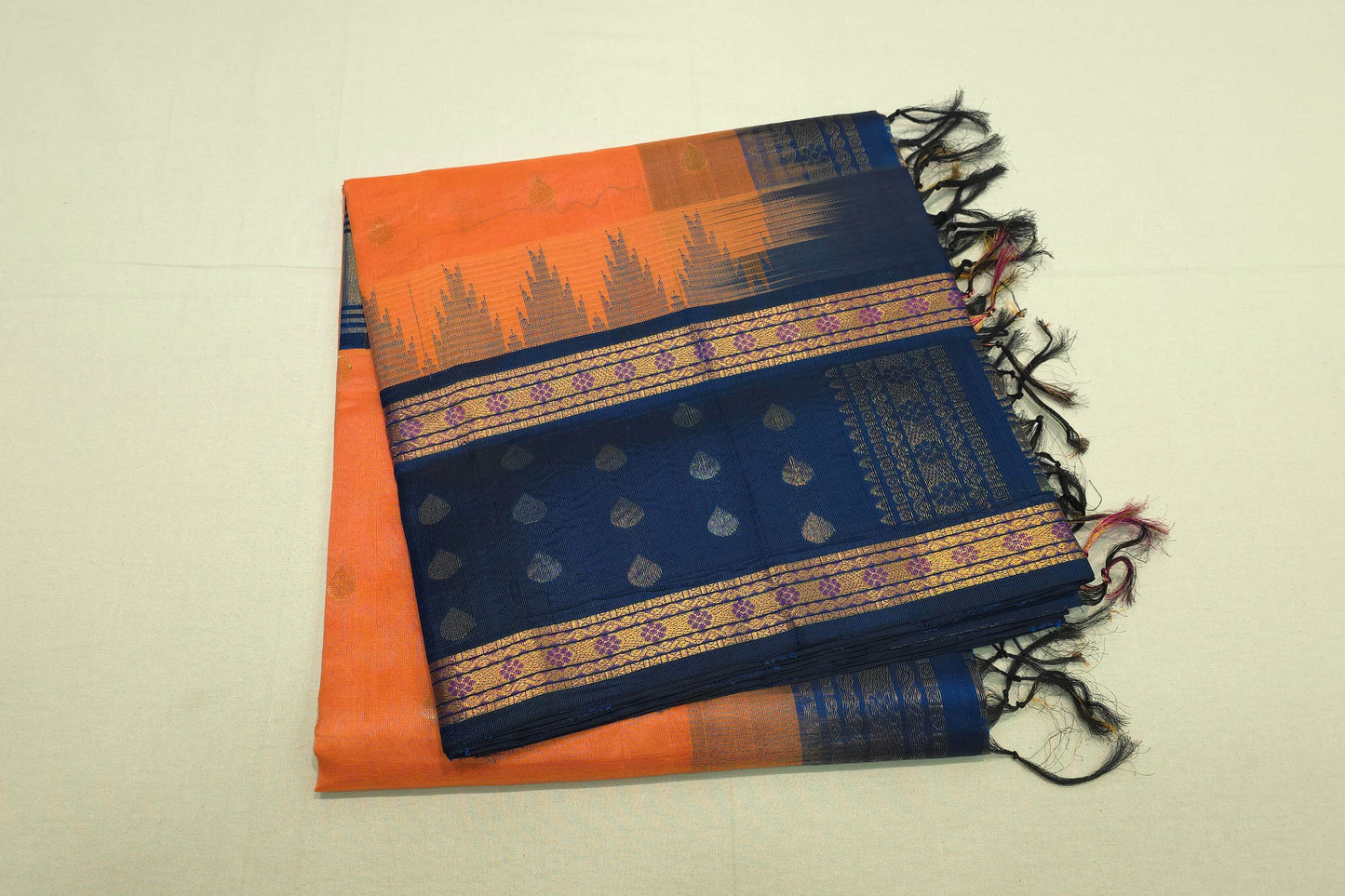 Light orange silk cotton saree