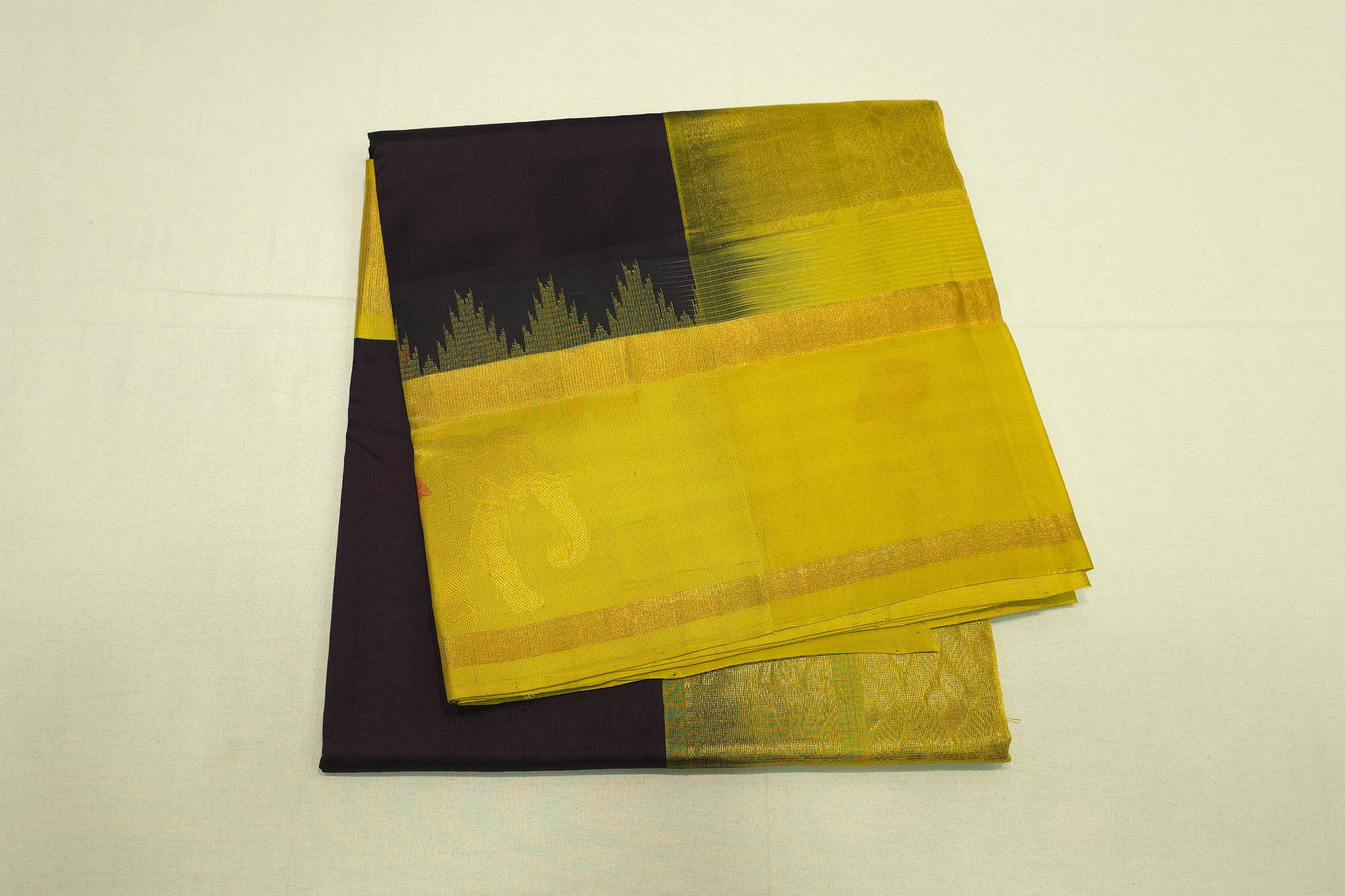 Deep brown silk cotton saree