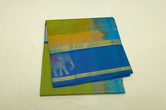 Manthulir green silk cotton saree