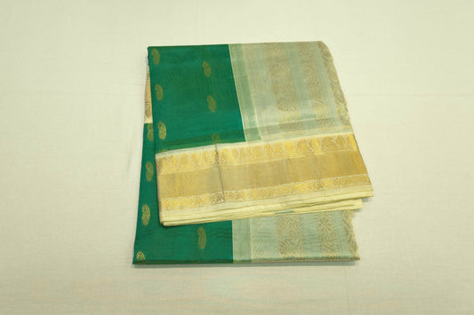 Parrot green silk cotton saree
