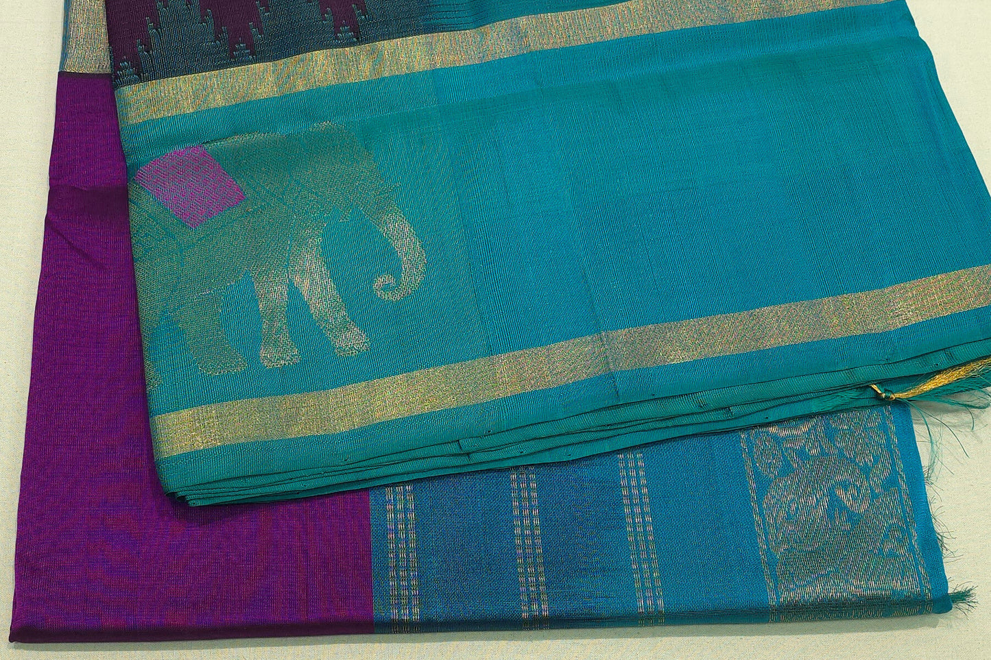 Plain silk cotton saree