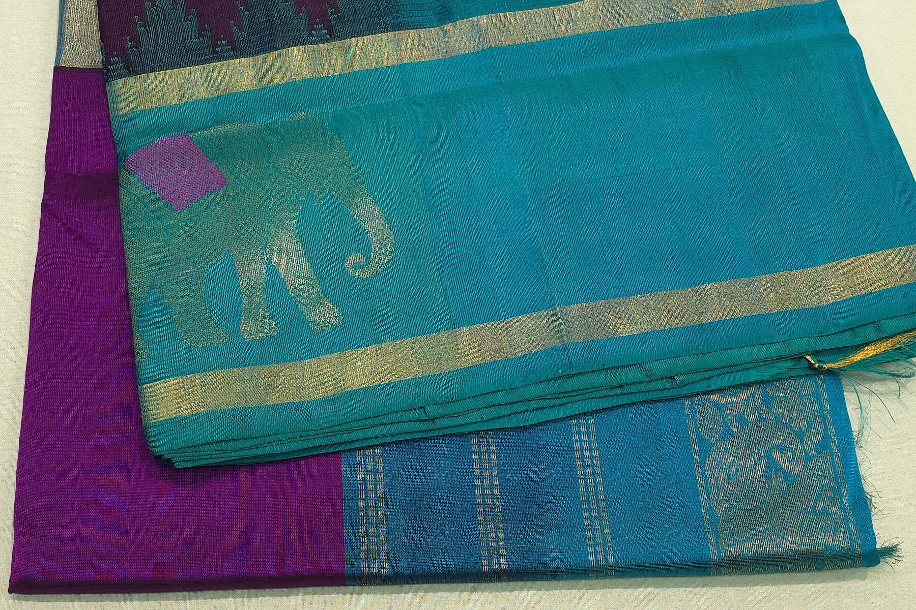Plain silk cotton saree