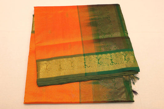 Orange silk cotton saree