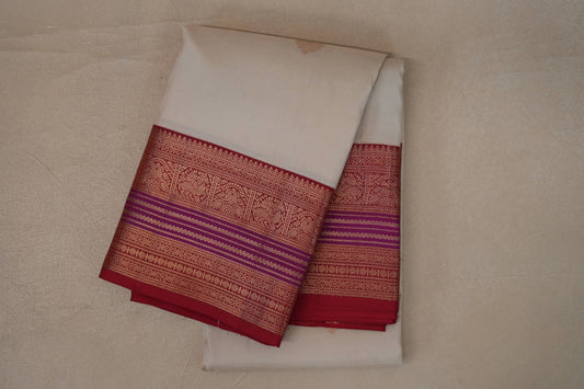 folded Light Beige Soft Silk Saree 