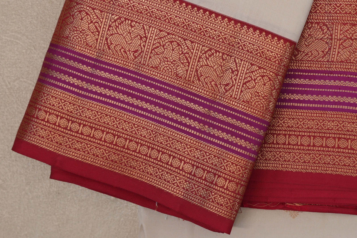 Light Beige Soft Silk Sareeborder zoom