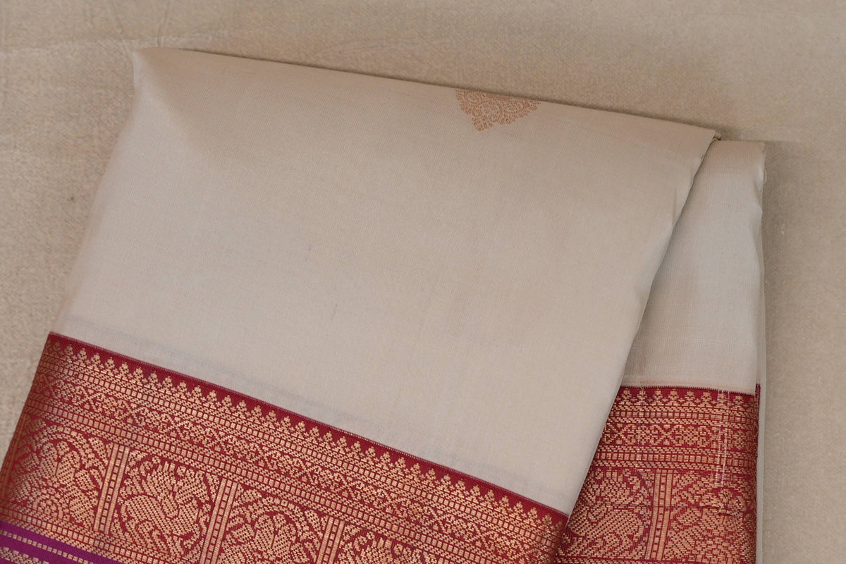 Light Beige Soft Silk Saree boy zoom