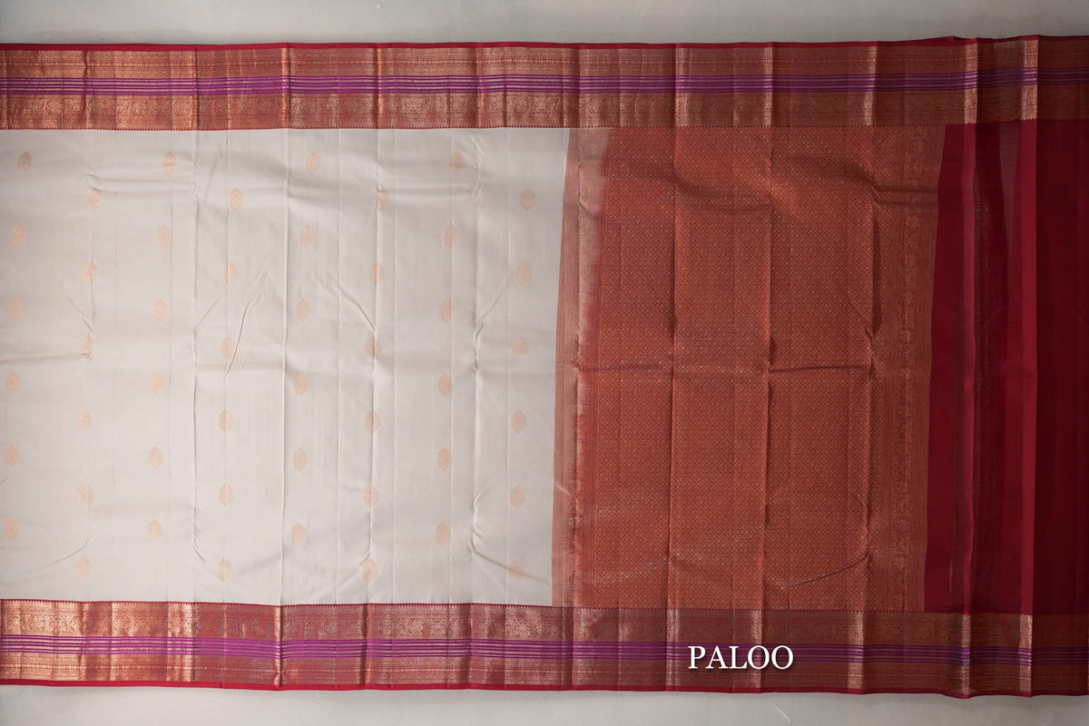 Light Beige Soft Silk Saree paloo