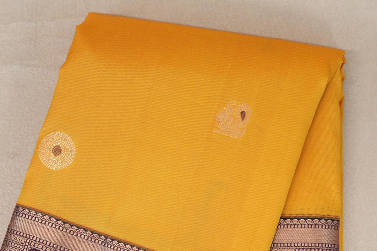 Bright Yellow Soft Silk Saree  body zoom