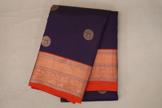 folded Deep Purple Soft Silk Saree