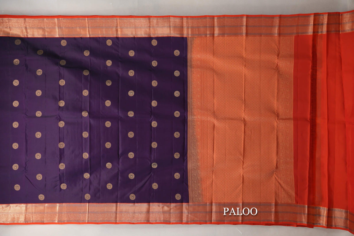Deep Purple Soft Silk Saree paloo