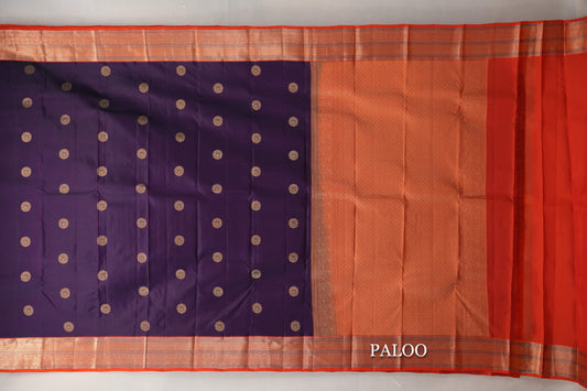 Deep Purple Soft Silk Saree paloo