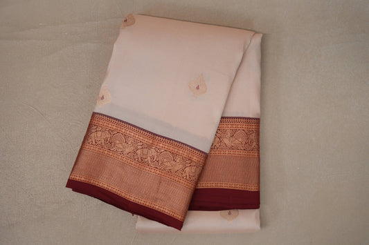 Peach Cream Soft Silk Saree 