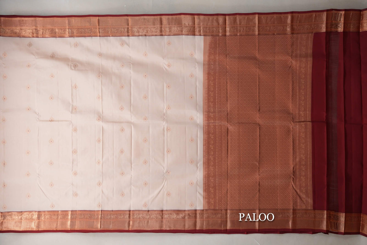 Peach Cream Soft Silk Saree  paloo