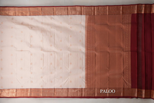 Peach Cream Soft Silk Saree  paloo