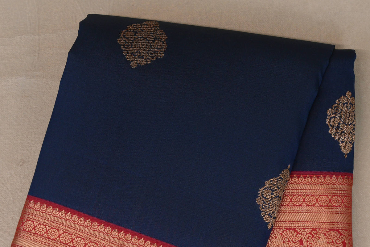 Navy Blue Soft Silk Saree body zoom