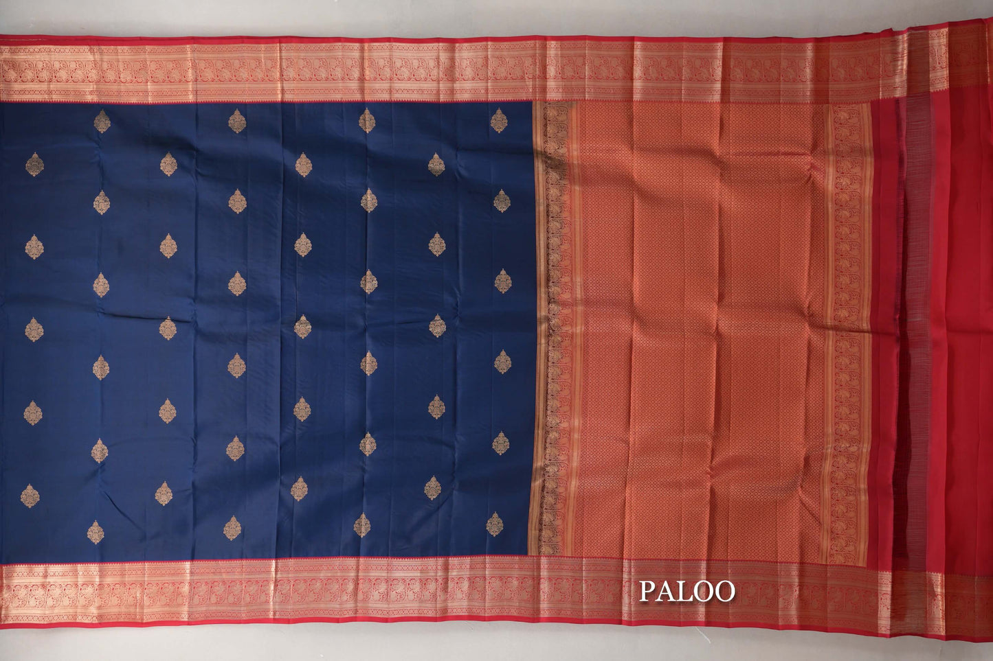 Navy Blue Soft Silk Saree paloo
