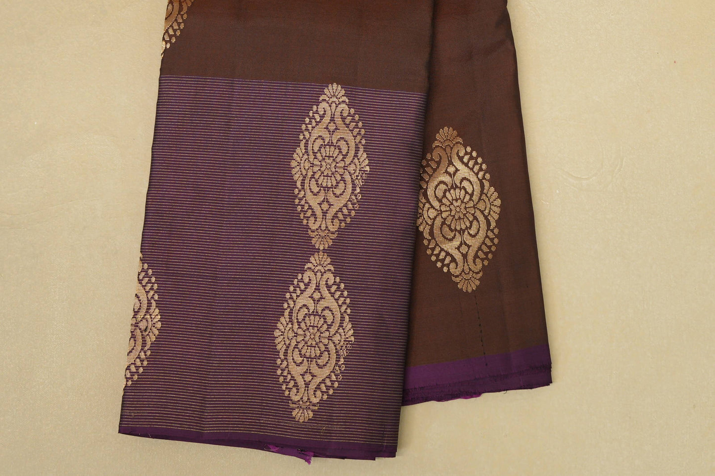 Coffee Brown with Dark Magenta Borders Light Weight Kanjivaram Silk Saree by Shreenivas Silks PSSR018803 - Parisera