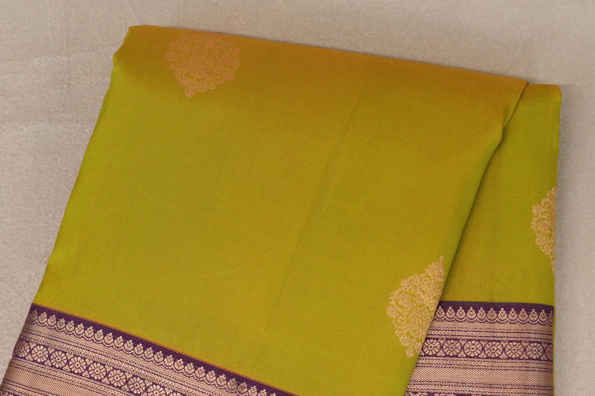 Dual Tone of Green and Yellow Soft Silk Saree body zoom